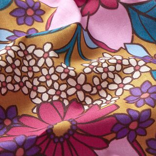 Katoenen stof Cretonne Popart bloemen – kaneel/pink, 