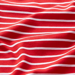 GOTS katoenjersey strip | Albstoffe – rood/wit, 