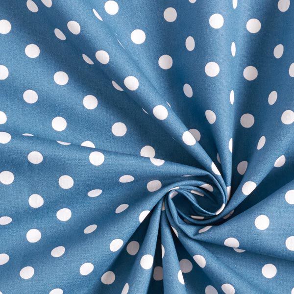 Katoenpopeline Grote stippen – jeansblauw/wit,  image number 5