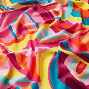 Abstracte lussen van viscose-katoenen voile – pastelviolet/aquablauw, 