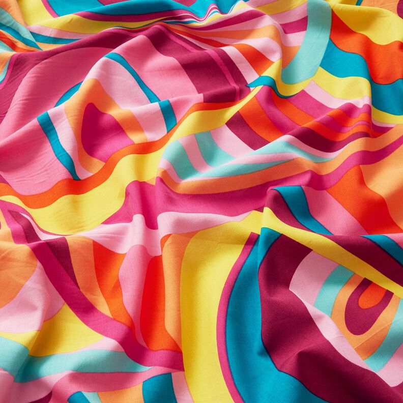 Abstracte lussen van viscose-katoenen voile – pastelviolet/aquablauw, image number 2