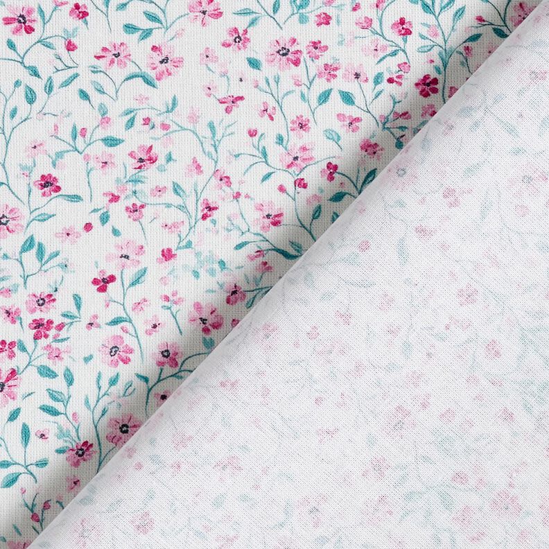 Katoenen stof Popeline delicate bloemen – pepermunt/pastelviolet,  image number 4