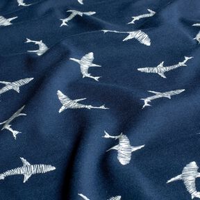 Katoenjersey Haai silhouet – marineblauw, 