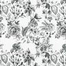 Decostof Half panama pittoreske bloemen – wit/zwart,  thumbnail number 1