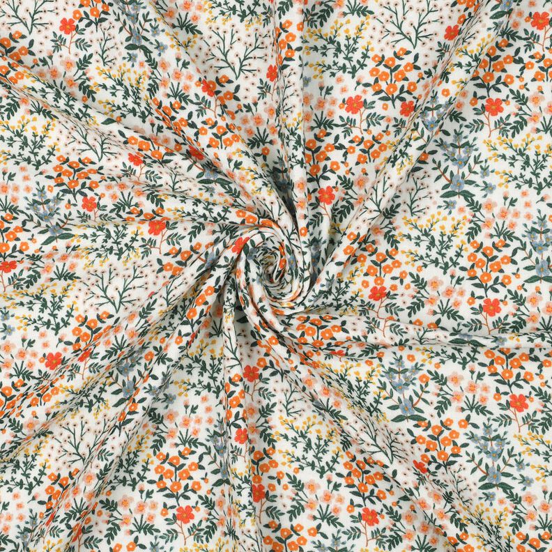 Mousseline/dubbel gehaakte stoffen Bloemenweide Digitaal printen | Poppy Fabrics – ecru/perzik, image number 3