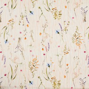 Mousseline/dubbel gehaakte stoffen Lentebloemen – ecru/perzik sinaasappel, 
