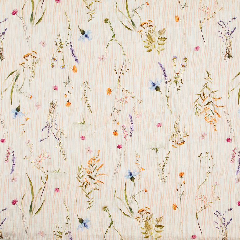 Mousseline/dubbel gehaakte stoffen Lentebloemen – ecru/perzik sinaasappel,  image number 1