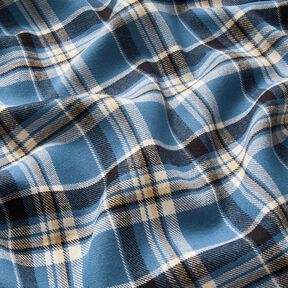 Katoenflanel Ruit – jeansblauw/zwart, 