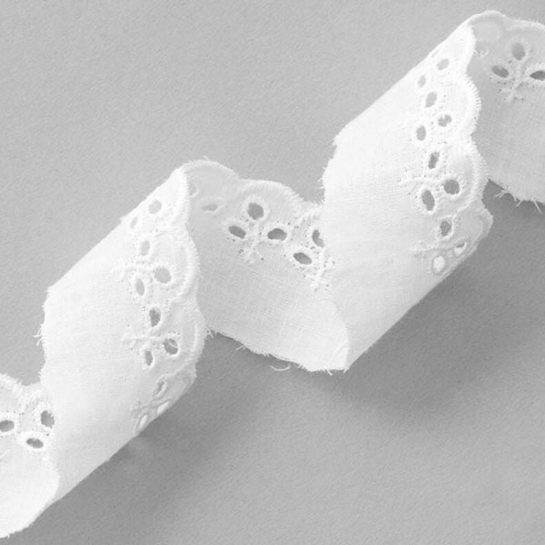 Feston kanten band bladeren [ 30 mm ] – wit,  image number 1