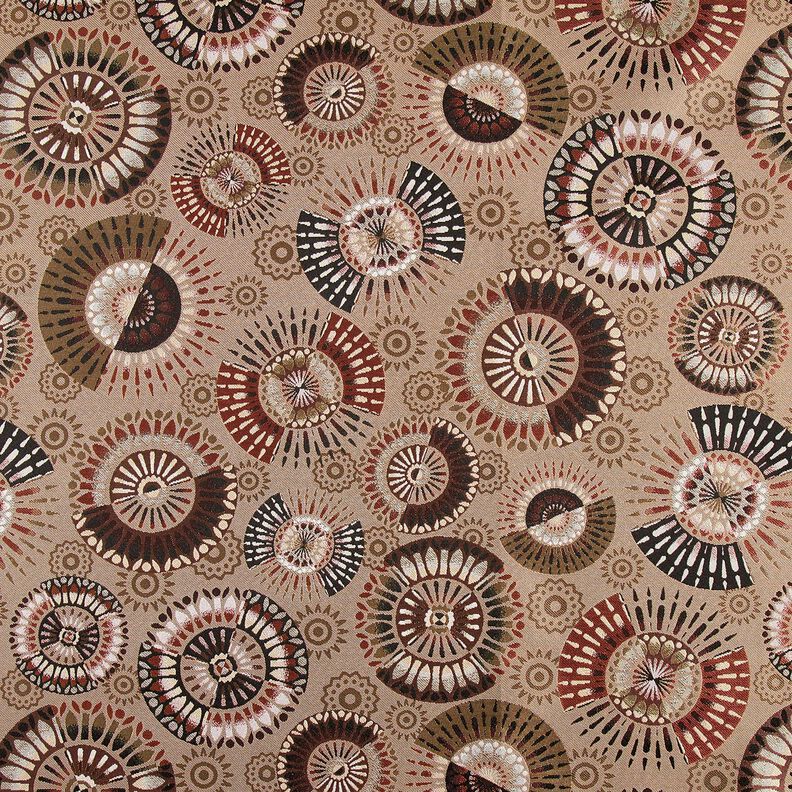Decostof Jacquard elegante mandala – donkertaupe/roodbruin,  image number 1