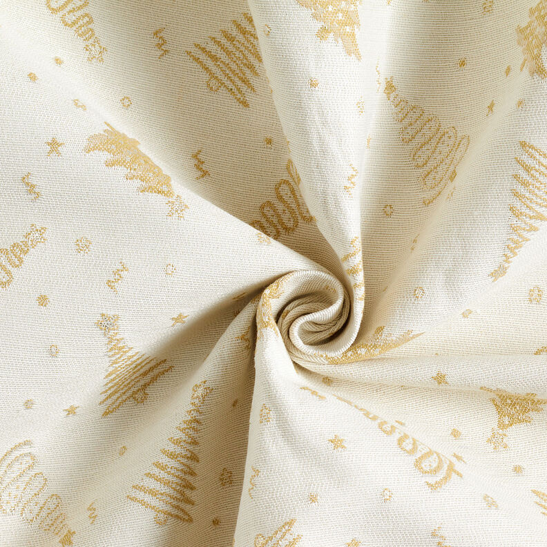Decostof Jacquard Lurex Dennenboom – lichtbeige/goud,  image number 3