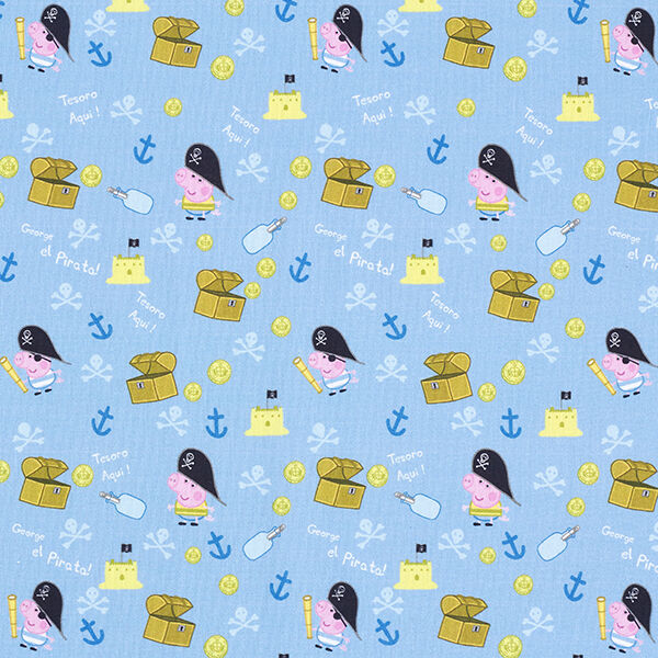 Cretonne Licentiestof Peppa Pig George Piraat | ABC Ltd. – lichtblauw, image number 1