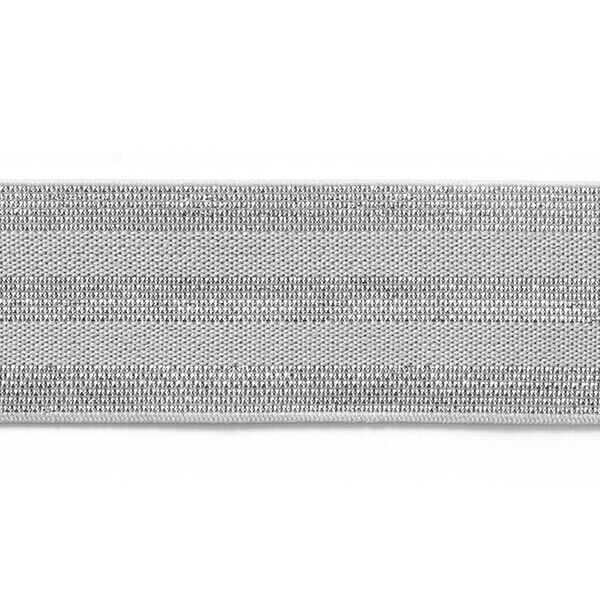 Gestreepte elastiek [40 mm] – lichtgrijs/zilver,  image number 1