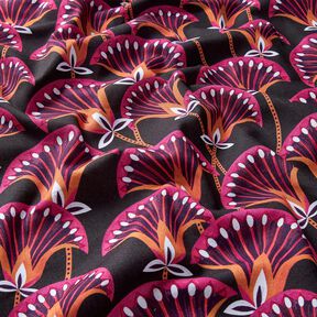 Decostof Canvas Bloemenwaaier – zwart/pink, 