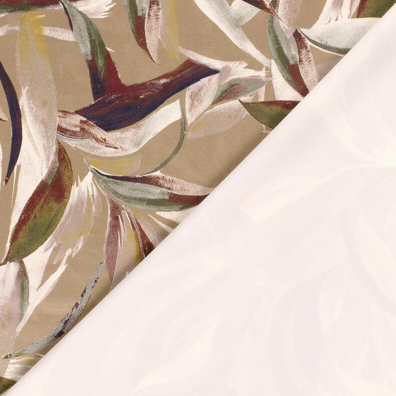 Stretch velours bladweefsel – mocca/bordeauxrood, image number 4