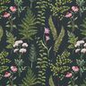 Outdoorstof Canvas Bladeren en bloesems – donkergroen/pastelviolet,  thumbnail number 1