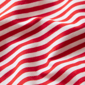 Katoenjersey smalle strepen – rood/wit, 