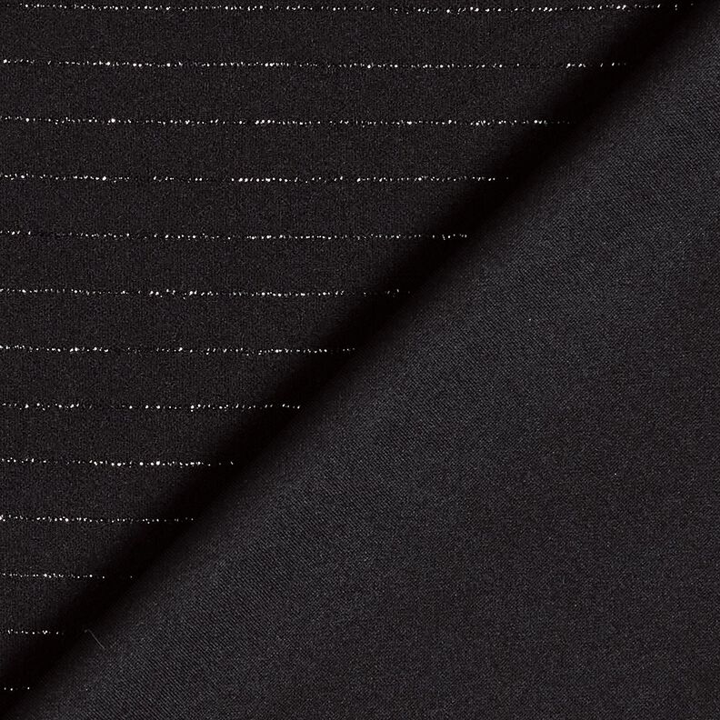 Broekstof stretch glitter krijtstreep – zwart/zilver metallic, image number 4
