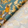 Viscosestof abstracte bloemenzee – blauwe spar/currygeel,  thumbnail number 4