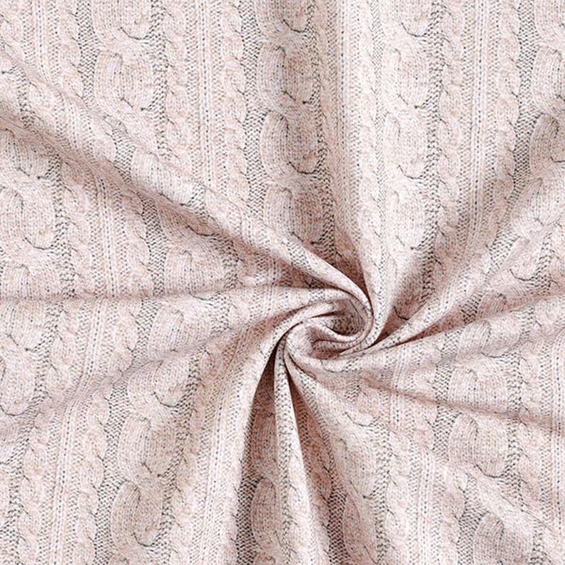 French Terry sommersweat Print kabelsteekpatroon – lichtbeige, image number 3