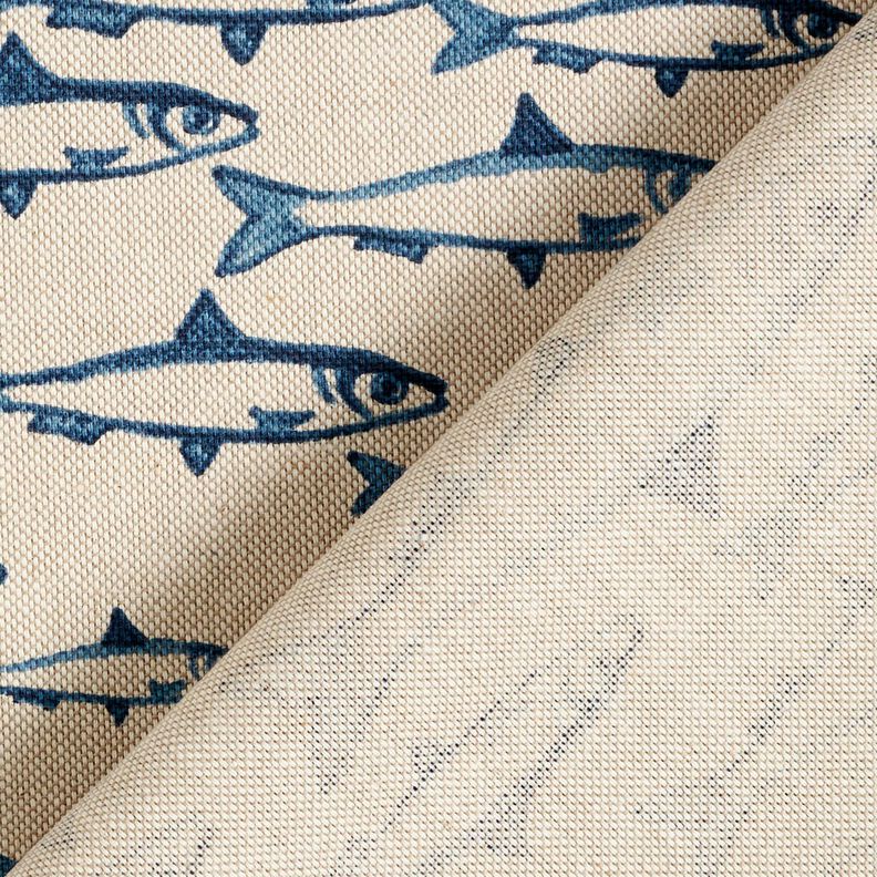 Decostof Half panama School vissen – natuur/marineblauw,  image number 4