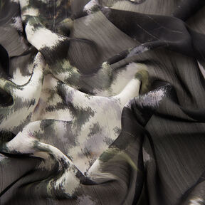 Chiffon glinsterende naaldstrepen in batik-look – zwart/wit, 