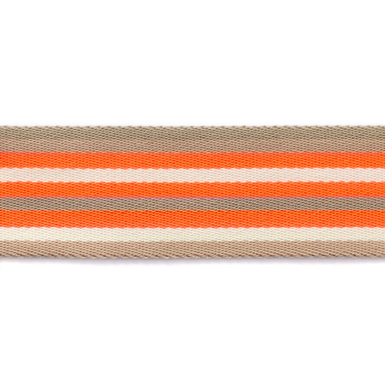 Tassenband neon [ 40 mm ] – neon oranje/beige,  image number 3