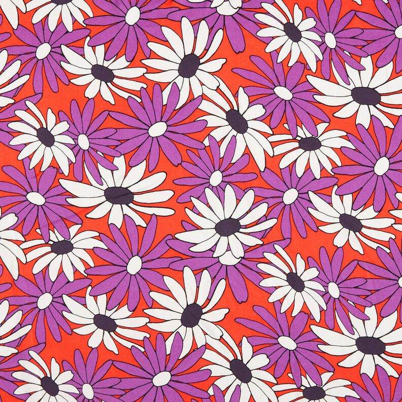 Satijnen expressieve bloemen – oranje/roodlila,  image number 1