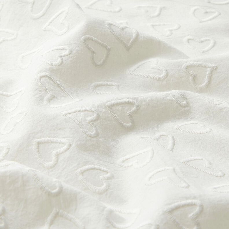 Batist Geborduurde hartjes | Poppy Fabrics – ivoor,  image number 2