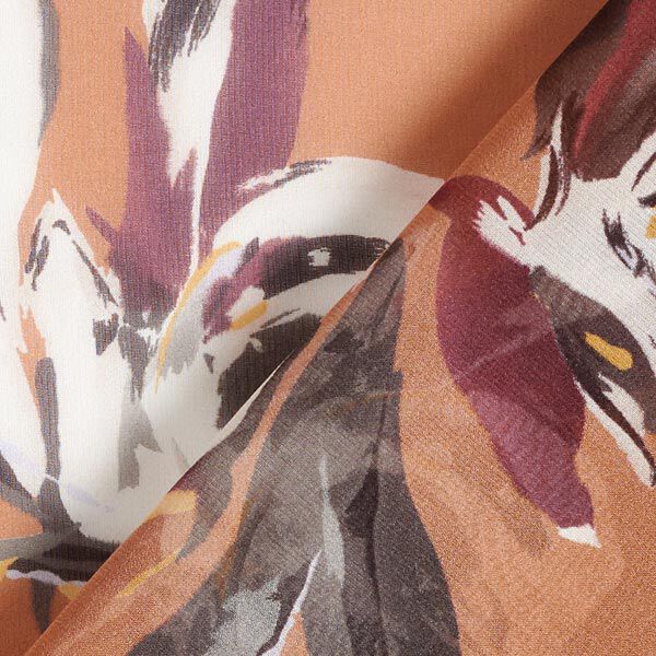Zijden chiffon geverfde bloemen – bruin,  image number 6