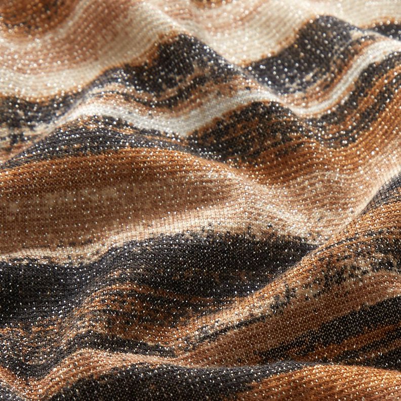 Jersey glitter vage strepen – bruin/zwart,  image number 3