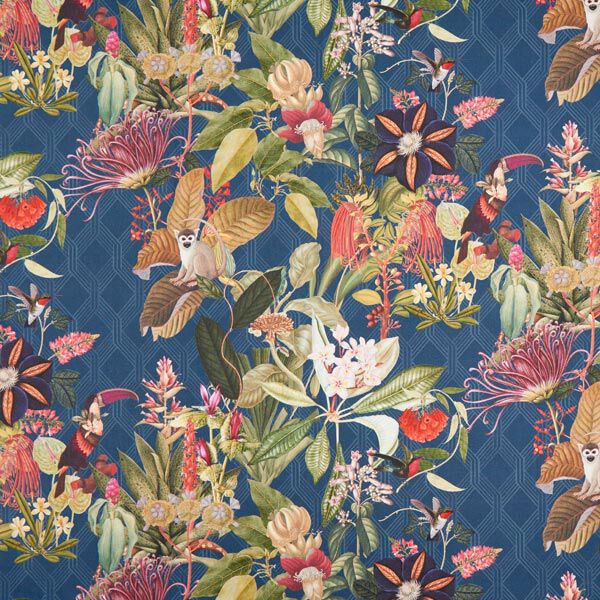 Decostof half panama Exotisch – marineblauw, image number 1