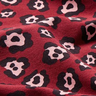 French Terry sommersweat Luipaard – karmijnrood/roze, 