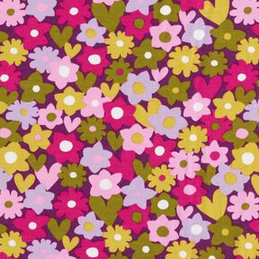 Katoenjersey bonte bloemen | Poppy Fabrics – druif, 