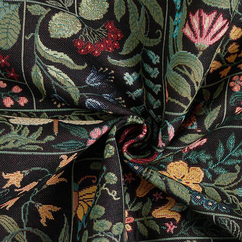 Decostof Gobelin Bloemen-vakjes – zwart,  image number 3