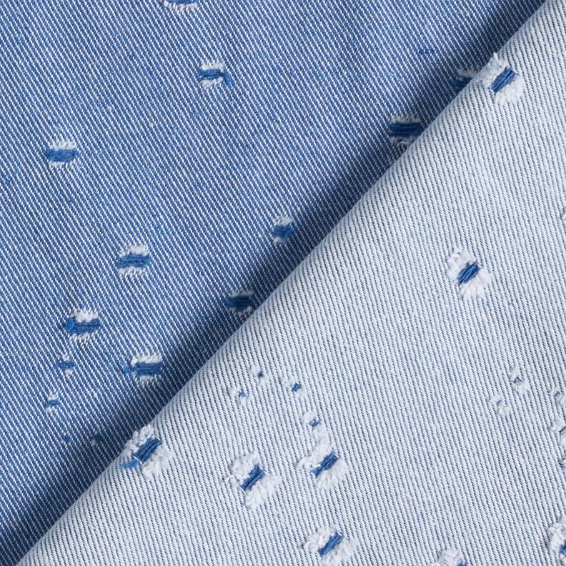 Denim katoen mix destroyed look – koningsblauw,  image number 3
