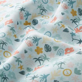 Biologisch katoenpopeline Palmwereld – babyblauw/licht mint, 