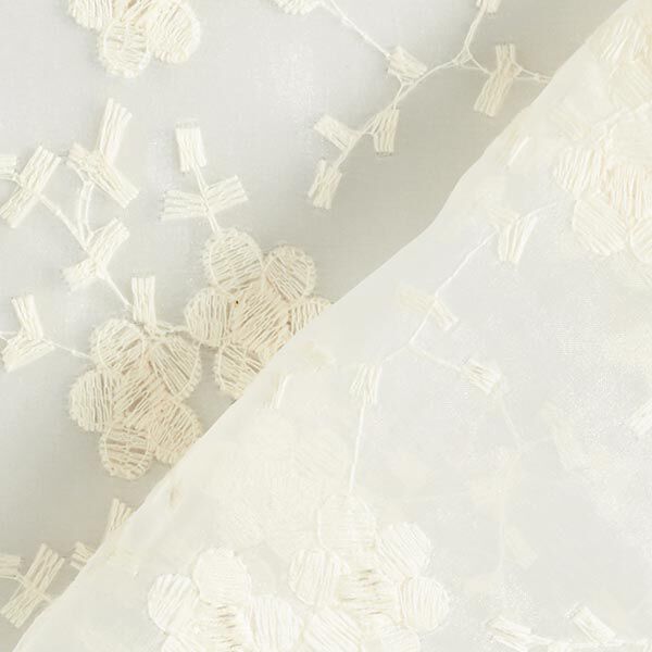 Organza geborduurde bloemen en twijgen – ecru, image number 4