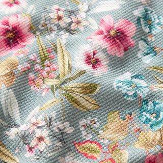 Piqué super stretch tropische bloemen – riet, 