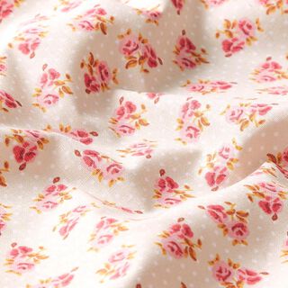 Katoenen stof cretonne Kleine rozen – beige, 