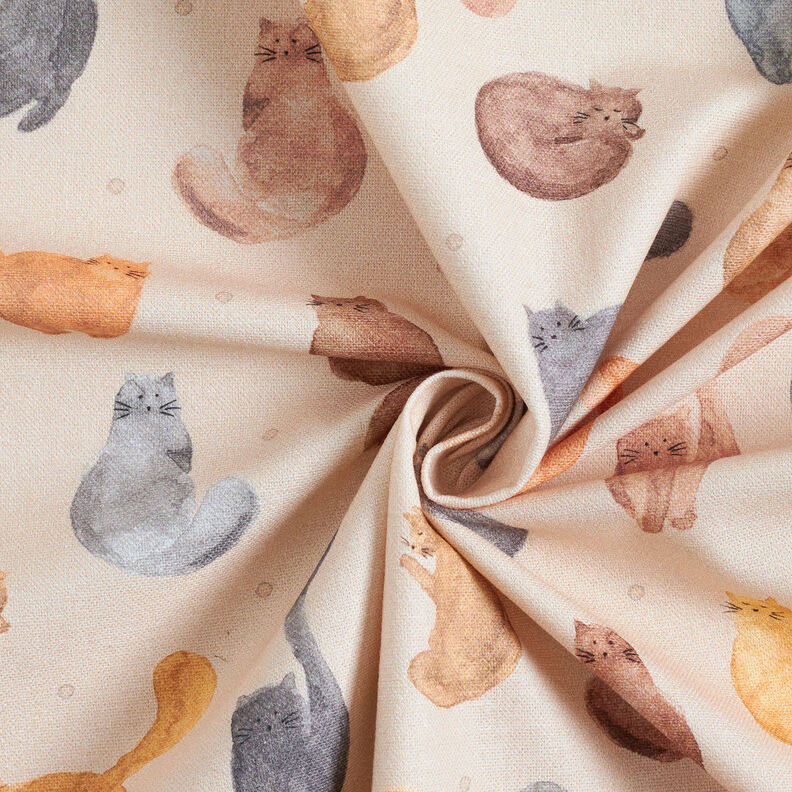 Decostof Half panama geschilderde katten – lichtbeige,  image number 3