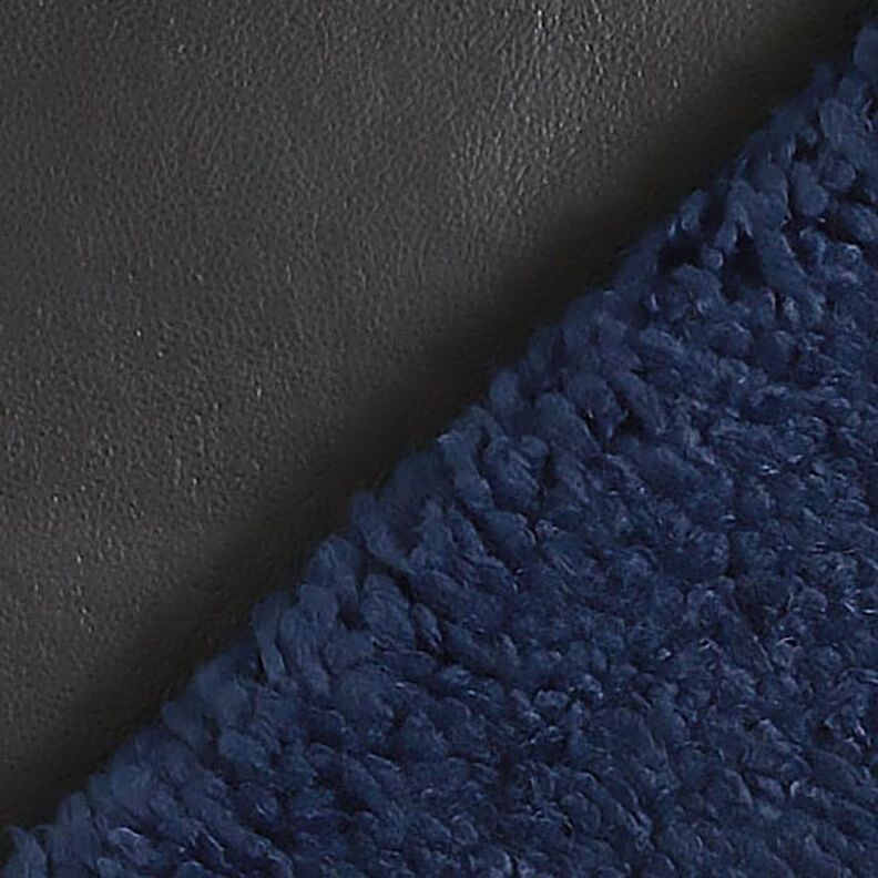 B-waren Imitatieleer met imitatiebont effen – zwart/marineblauw, image number 1