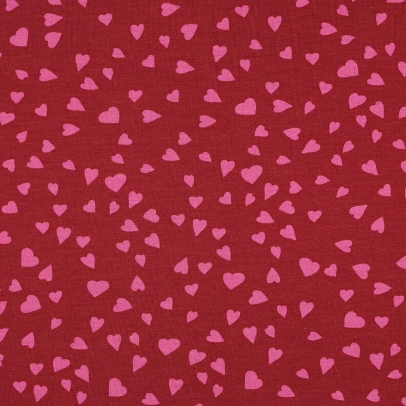 Sommersweat Harten | Poppy Fabrics – donkerrood/pink, image number 1
