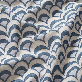 Katoenen stof Popeline elegante bogen – blauwgrijs/licht taupe, 
