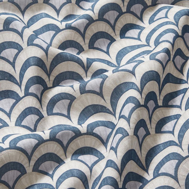 Katoenen stof Popeline elegante bogen – blauwgrijs/licht taupe, image number 2