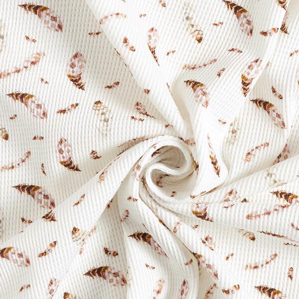 Wafel jersey Veren Digitaal printen – wit, image number 3