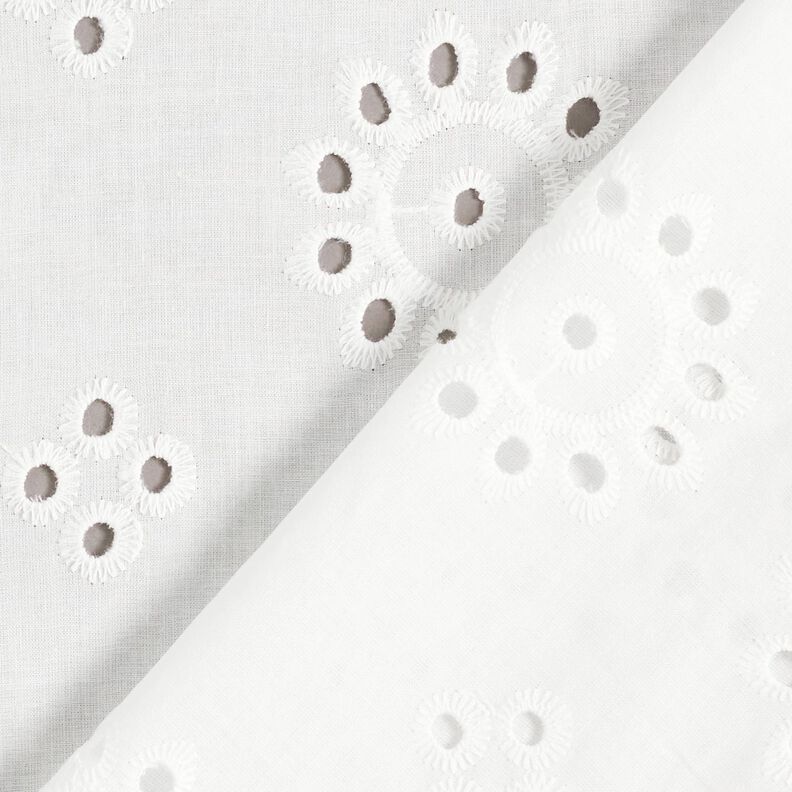 Katoenen stof met los borduursel met bloemen – wit,  image number 4