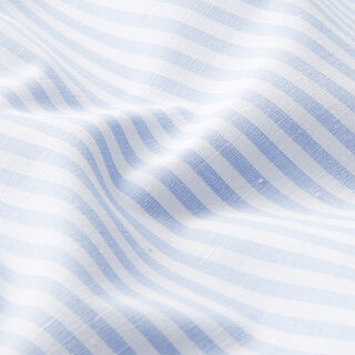 Katoen-linnen-mix smalle lengtestrepen – wit/lichtblauw, 