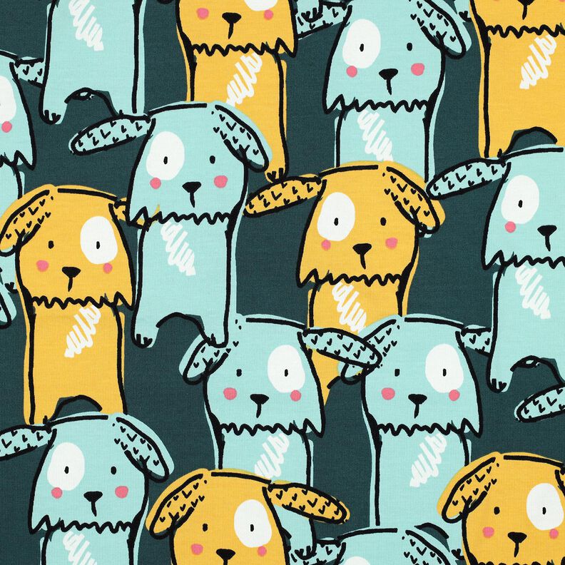 Katoenjersey Honden met hangoren | Poppy Fabrics – donkergroen, image number 1