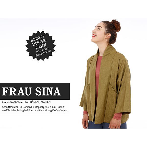 FRAU SINA - kimono-jas met schuine zakken, Studio Schnittreif  | XS -  XXL,  image number 1